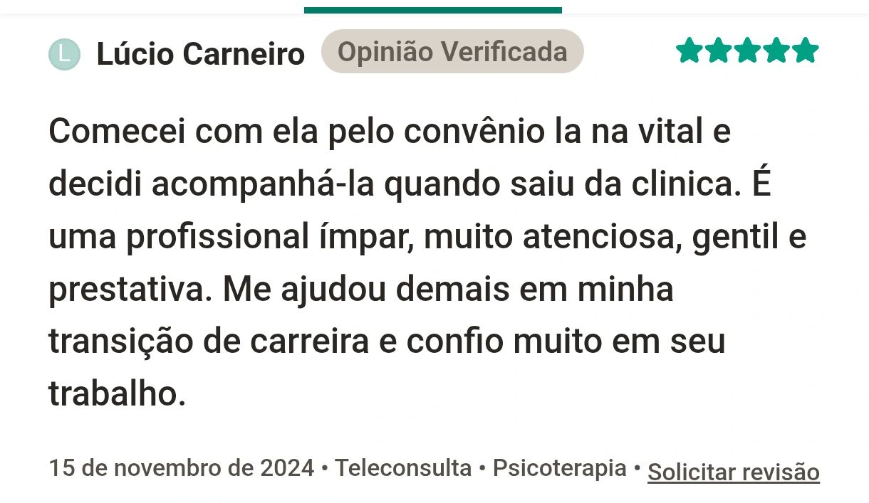 Print da avaliação 7 sobre o atendimento de Janiele Dias